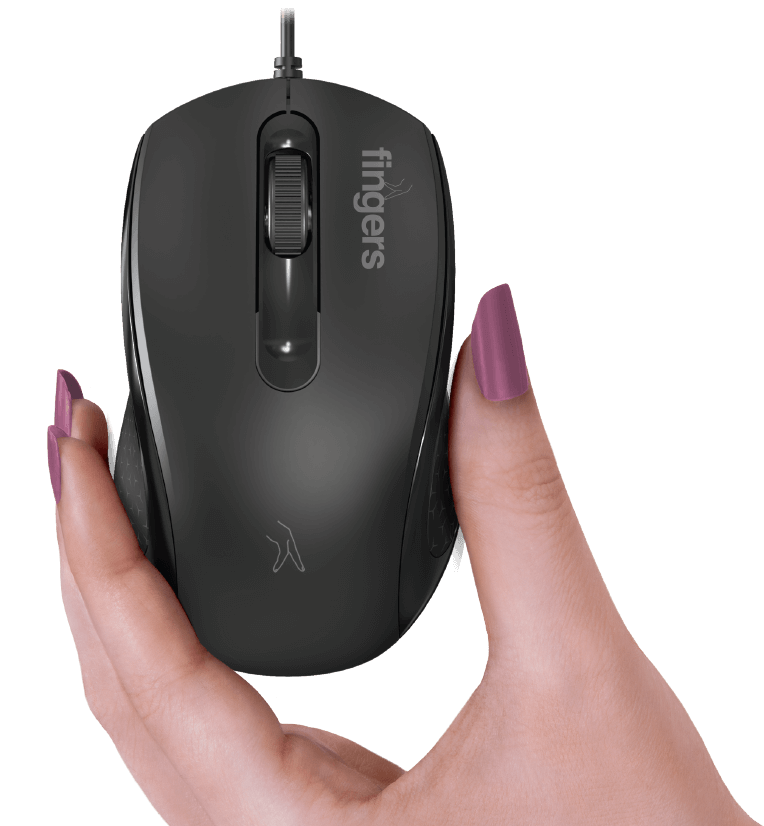 A Hand Holding Wired Mouse