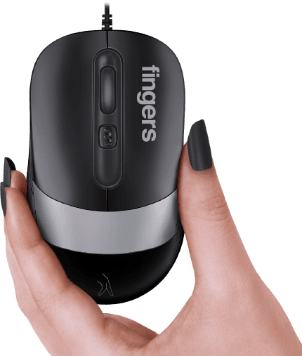 A Hand Holding FINGERS SuperHit Wired Mouse In Comfortable Position