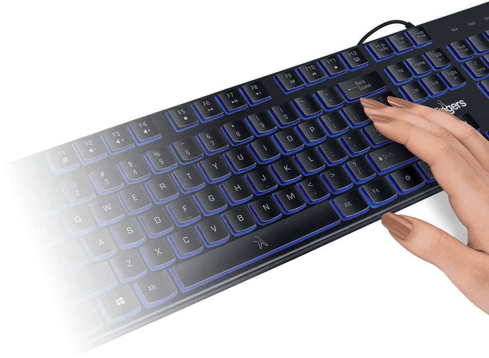 Smooth typing experience on FINGERS Gleaming BlueLit Wired Keyboard